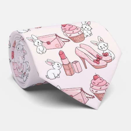 Bunnies With Pink Stuff Tie