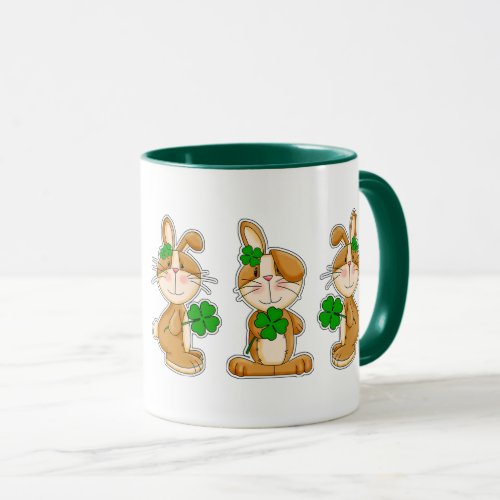 Bunnies with Shamrocks St Patricks Day Custom  Mug