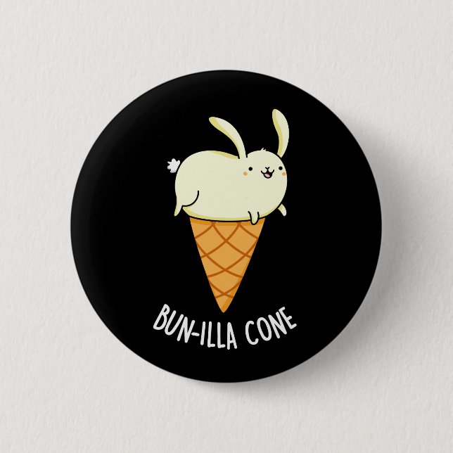 Bunnilla Cone Funny Bunny Vanilla Dark BG Button (Front)