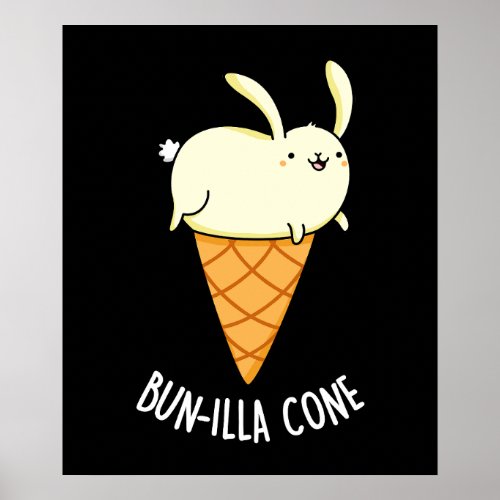 Bunnilla Cone Funny Bunny Vanilla Dark BG Poster