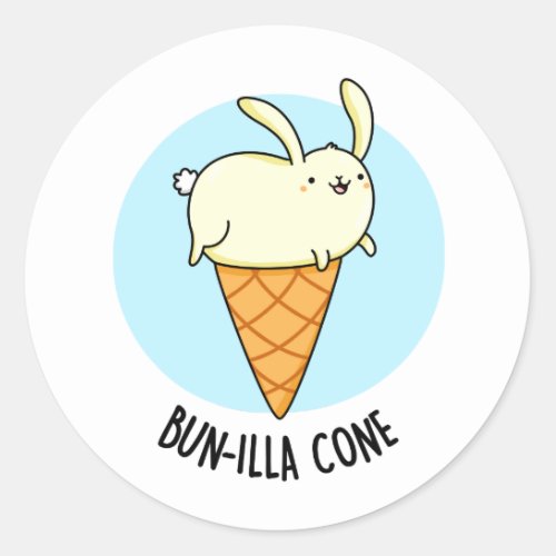 Bunnilla Cone Funny Bunny Vanilla Ice Cream Pun Classic Round Sticker