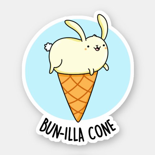 Bunnilla Cone Funny Bunny Vanilla Ice Cream Pun Sticker