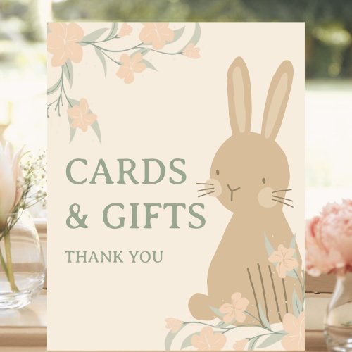 Bunny 1st Birthday Cards and Gift Table Pedestal Sign
