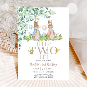 Bunny 2nd Birthday Invitation