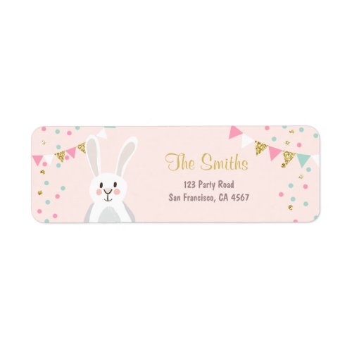 Bunny Address Labels Spring Pink Gold Easter