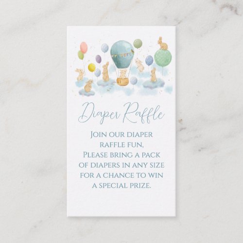 Bunny and Air Balloon Baby Shower Diaper Raffle Enclosure Card