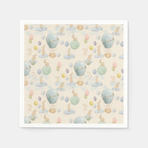 Bunny and Air Balloon Baby Shower Napkins