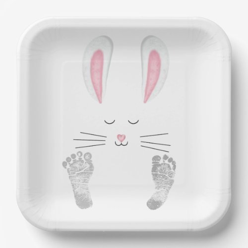 Bunny and Baby Footprints Paper Plates