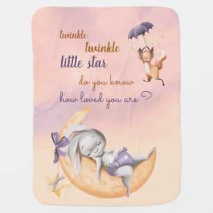 Bunny and Baby Fox Sleeping in the Sky Baby Blanket