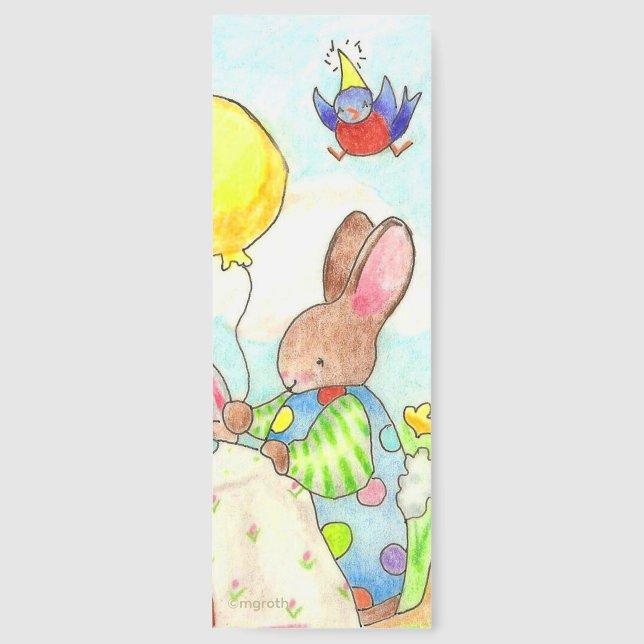 Bunny and Balloon Bookmark (Front)