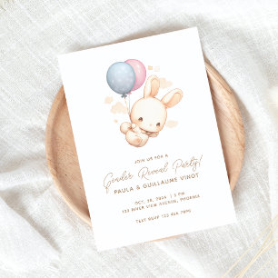 Bunny And Balloon Gender Reveal Party Invite