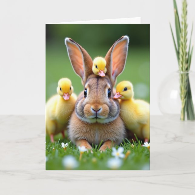 Bunny And Birds Friendship Card (Front)