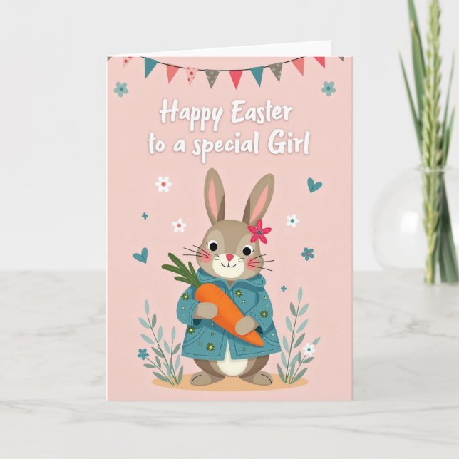 Bunny And Blossoms Easter Card (Front)