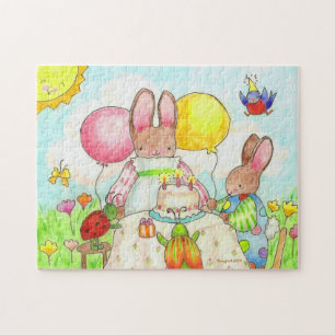 bunny and bug birthday party jigsaw puzzle