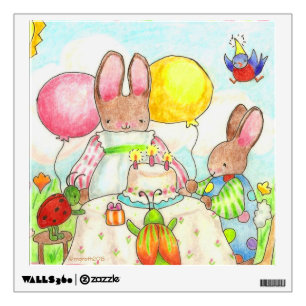 Bunny and bug birthday party wall decal
