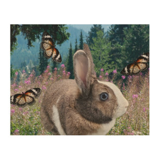 Bunny and Butterflies Wood Wall Art