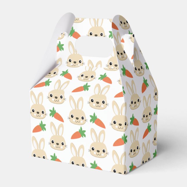 Bunny and Carrot Easter Pattern Favor Boxes (Front Side)