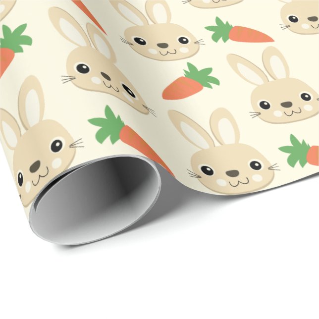 Bunny and Carrot Easter Pattern Wrapping Paper (Roll Corner)