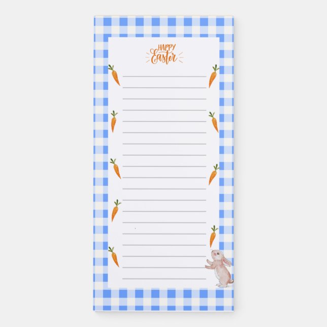 Bunny and carrots, magnetic Easter Notepad. Magnetic Notepad (Front)