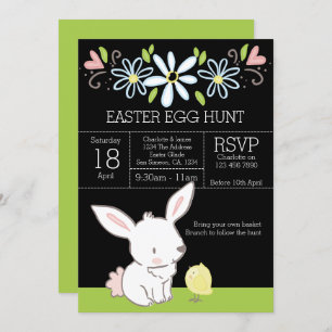 Bunny And Chick Easter Egg Hunt Brunch Invitation