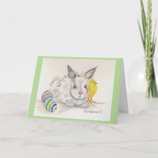 Bunny and Chick Easter Watercolor Card