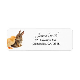 Bunny and Chick Return Address Label
