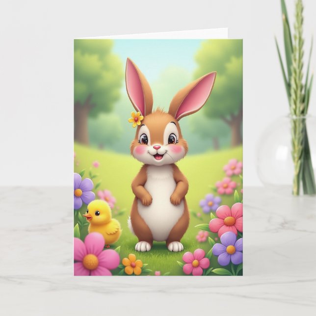 Bunny And Chick Springtime Card (Front)