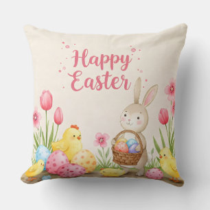 Bunny and Chicks, Collection by Natasha Us Throw Pillow