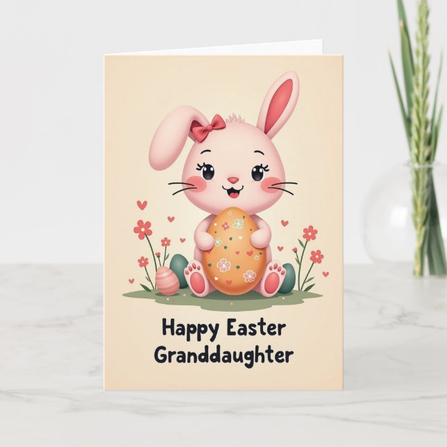 Bunny And Decorated Egg Card (Front)