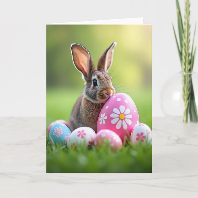 Bunny And Decorated Oval Card (Front)