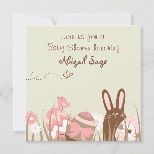 Bunny and Easter Eggs Baby Shower Invite  Girls