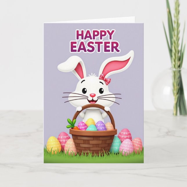 Bunny And Easter Eggs Card (Front)