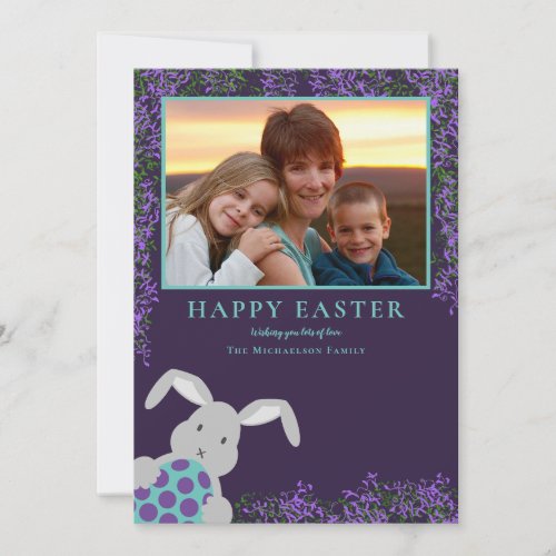 Bunny and Egg Family Photo Easter Holiday Card