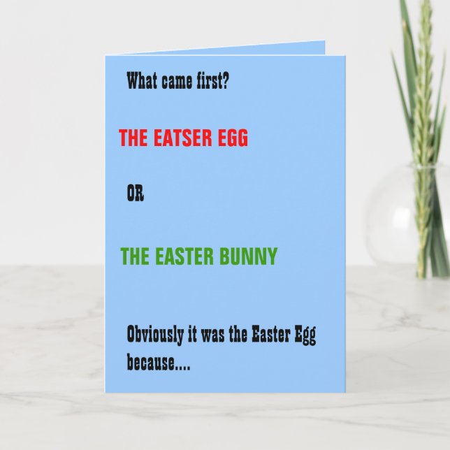 Bunny and Egg Funny Easter Card (Front)