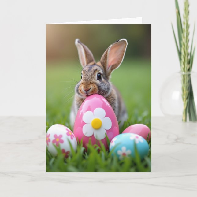 Bunny And Egg Spring Card (Front)