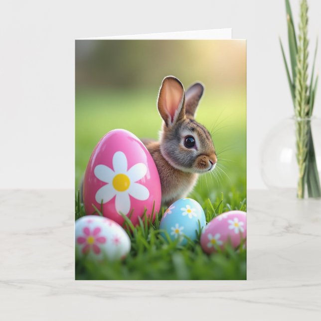 Bunny And Egg Springtime Card (Front)