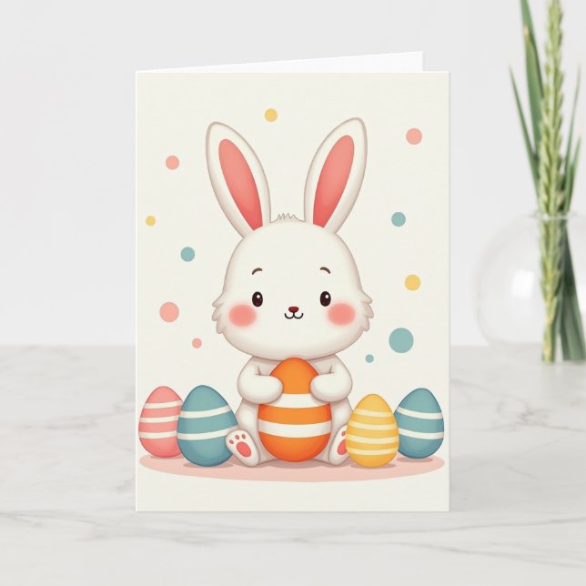 Bunny And Eggs Greeting Card (Front)