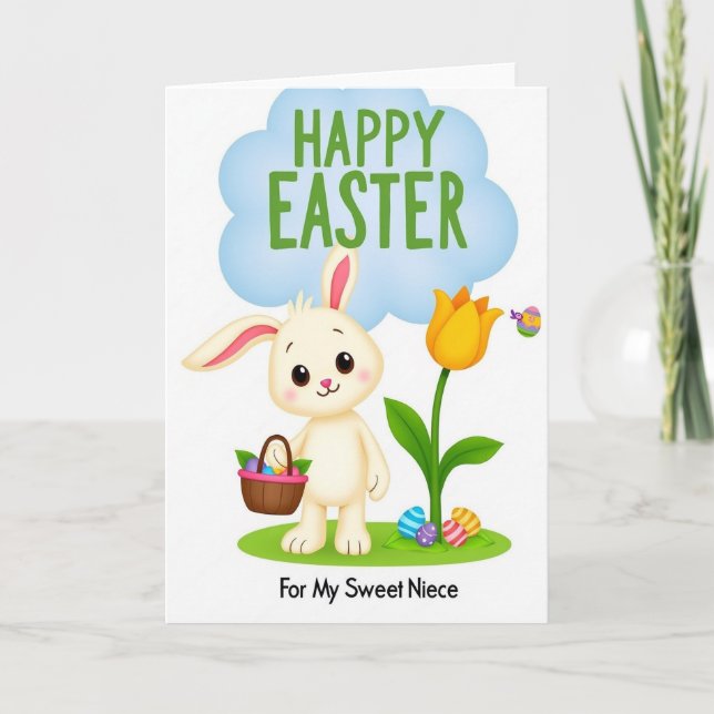 Bunny And Eggs Springtime Card (Front)