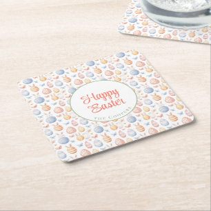 Bunny and Eggs  Square Paper Coaster