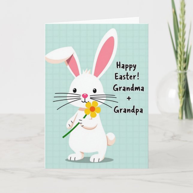 Bunny And Flower Greeting Card (Front)