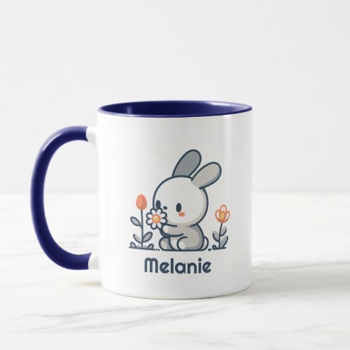 Bunny and flowers customizable Mug