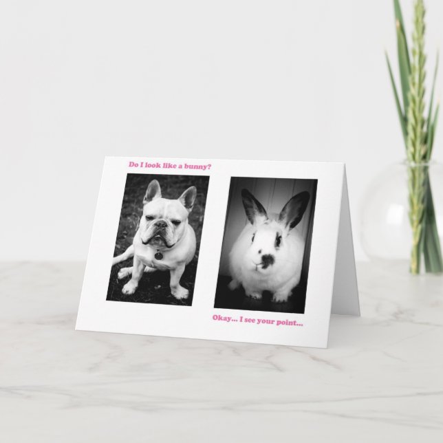 Bunny and French bulldog Holiday Card (Front)