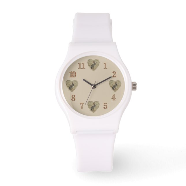 Bunny and Heart Nature Photo Adorable Wild Animal Watch (Front)