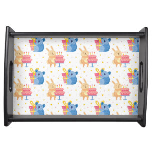 Bunny And Koala Bear On Children Birthday Party Serving Tray