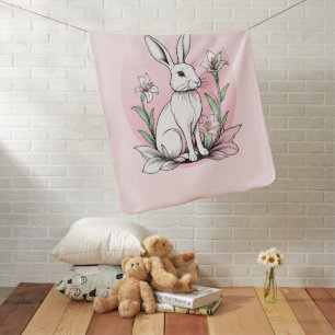 Bunny and Lilies Baby Blanket