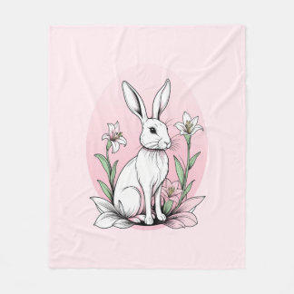 Bunny and Lilies Fleece Blanket