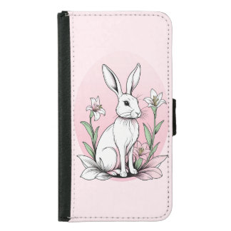 Bunny and Lilies Samsung Galaxy S5 Wallet Case