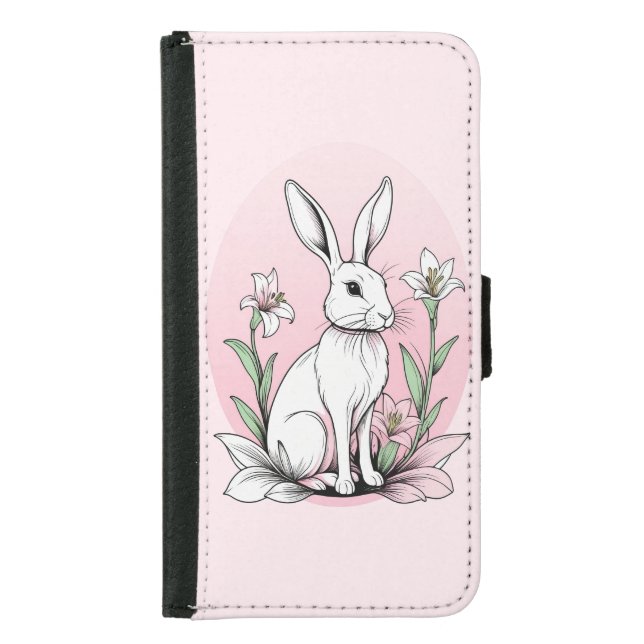 Bunny and Lilies Samsung Galaxy Wallet Case (Front)