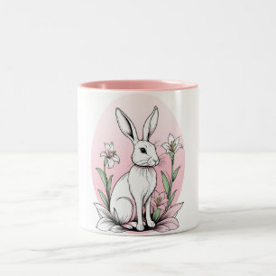 Bunny and Lilies Two-Tone Coffee Mug