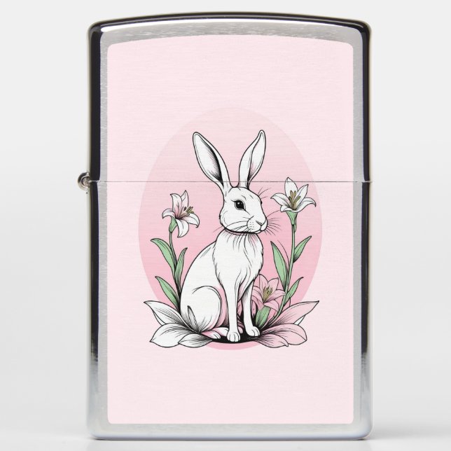 Bunny and Lilies Zippo Lighter (Front)
